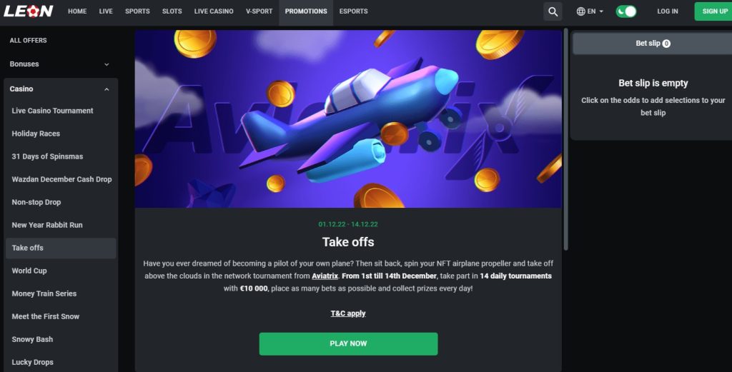 Leon.bet Bonuses and Promotions for Aviatrix Game